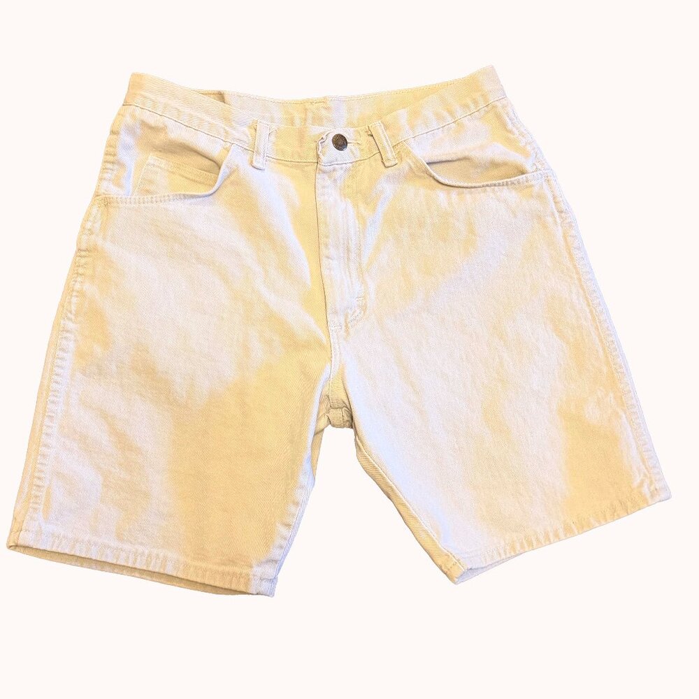 Vintage Wrangler High Rise Khaki Denim Shorts Women's Size 32 90s Neutral Tan